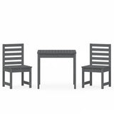 NNEVL 3 Piece Garden Bistro Set Grey Solid Wood Pine