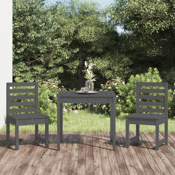 NNEVL 3 Piece Garden Bistro Set Grey Solid Wood Pine