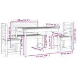 NNEVL 4 Piece Garden Dining Set Solid Wood Pine