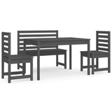 NNEVL 4 Piece Garden Dining Set Grey Solid Wood Pine