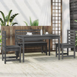 NNEVL 4 Piece Garden Dining Set Grey Solid Wood Pine