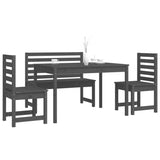 NNEVL 4 Piece Garden Dining Set Grey Solid Wood Pine