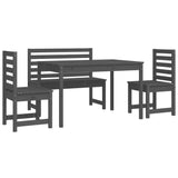 NNEVL 4 Piece Garden Dining Set Grey Solid Wood Pine