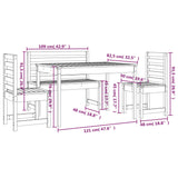 NNEVL 4 Piece Garden Dining Set Grey Solid Wood Pine