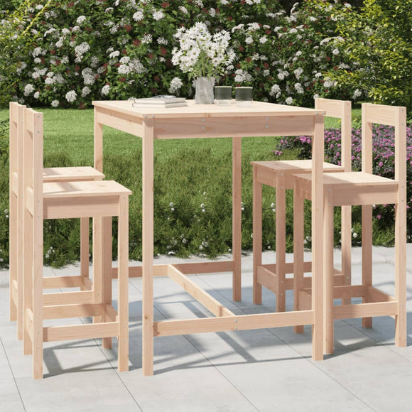 NNEVL 5 Piece Garden Bar Set Solid Wood Pine