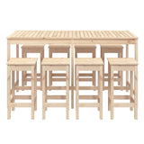 NNEVL 9 Piece Garden Bar Set Solid Wood Pine
