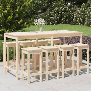 NNEVL 9 Piece Garden Bar Set Solid Wood Pine