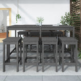 NNEVL 9 Piece Garden Bar Set Grey Solid Wood Pine