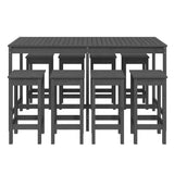 NNEVL 9 Piece Garden Bar Set Grey Solid Wood Pine