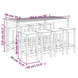 NNEVL 9 Piece Garden Bar Set Grey Solid Wood Pine