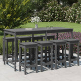 NNEVL 9 Piece Garden Bar Set Grey Solid Wood Pine