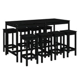 NNEVL 9 Piece Garden Bar Set Black Solid Wood Pine
