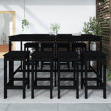 NNEVL 9 Piece Garden Bar Set Black Solid Wood Pine