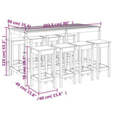 NNEVL 9 Piece Garden Bar Set Black Solid Wood Pine
