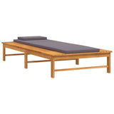 NNEVL Sun Lounger with Dark Grey Cushion and Pillow Solid Wood Acacia