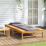 NNEVL Sun Lounger with Dark Grey Cushion and Pillow Solid Wood Acacia