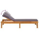 NNEVL Sun Lounger with Dark Grey Cushion and Pillow Solid Wood Acacia