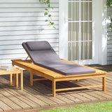 NNEVL Sun Lounger with Dark Grey Cushion and Pillow Solid Wood Acacia