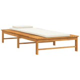 NNEVL Sun Lounger with Cream White Cushion and Pillow Solid Wood Acacia