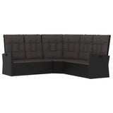 NNEVL Reclining Corner Sofa with Cushions Black Poly Rattan