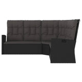 NNEVL Reclining Corner Sofa with Cushions Black Poly Rattan