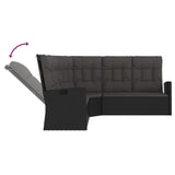 NNEVL Reclining Corner Sofa with Cushions Black Poly Rattan