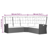 NNEVL Reclining Corner Sofa with Cushions Black Poly Rattan