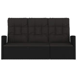 NNEVL Reclining Garden Bench with Cushions Black 173 cm Poly rattan