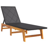 NNEVL Sun Lounger Black and Brown Poly Rattan&Solid Wood Acacia