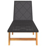 NNEVL Sun Lounger Black and Brown Poly Rattan&Solid Wood Acacia