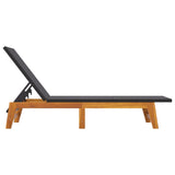 NNEVL Sun Lounger Black and Brown Poly Rattan&Solid Wood Acacia