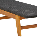 NNEVL Sun Lounger Black and Brown Poly Rattan&Solid Wood Acacia