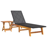 NNEVL Sun Lounger with Table Poly Rattan and Solid Wood Acacia