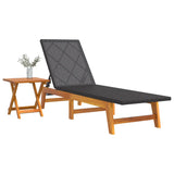 NNEVL Sun Lounger with Table Poly Rattan and Solid Wood Acacia