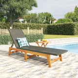 NNEVL Sun Lounger with Table Poly Rattan and Solid Wood Acacia