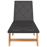 NNEVL Sun Loungers 2 pcs Black and Brown Poly Rattan&Solid Wood Acacia