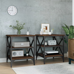 NNEVL Side Tables 2 pcs Brown Oak 40x42x50 cm Engineered Wood