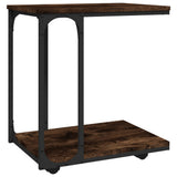 NNEVL Side Table with Wheels Smoked Oak 50x35x55.5cm Engineered Wood