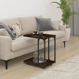 NNEVL Side Table with Wheels Smoked Oak 50x35x55.5cm Engineered Wood