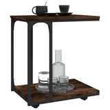 NNEVL Side Table with Wheels Smoked Oak 50x35x55.5cm Engineered Wood