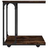 NNEVL Side Table with Wheels Smoked Oak 50x35x55.5cm Engineered Wood