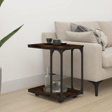 NNEVL Side Table with Wheels Smoked Oak 50x35x55.5cm Engineered Wood