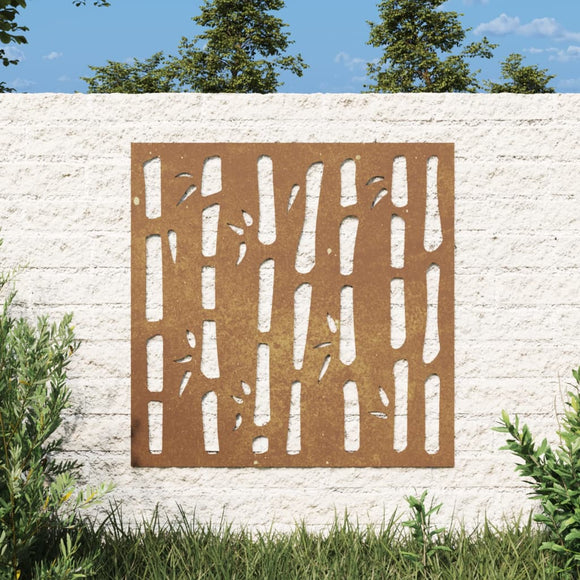 NNEVL Garden Wall Decoration 55x55 cm Corten Steel Bamboo Design