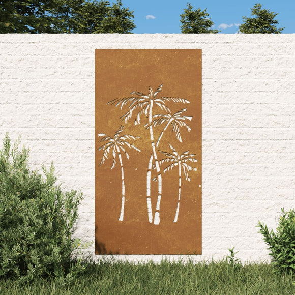 NNEVL Garden Wall Decoration 105x55 cm Corten Steel Palm Tree Design