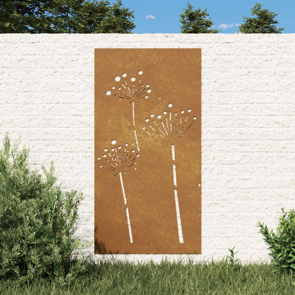 NNEVL Garden Wall Decoration 105x55 cm Corten Steel Flower Design