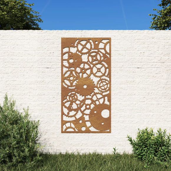 NNEVL Garden Wall Decoration 105x55 cm Corten Steel Gear Wheel Design