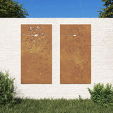 NNEVL Garden Wall Decorations 2pcs 105x55cm Corten Steel Flower Design