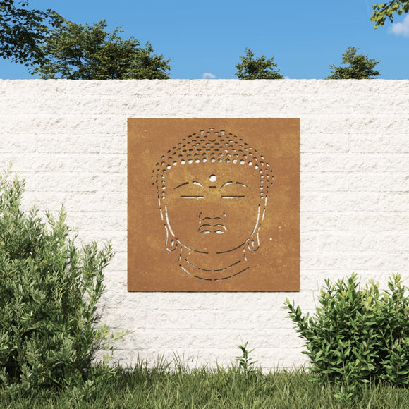 NNEVL Garden Wall Decoration 55x55 cm Corten Steel Buddha Head Design