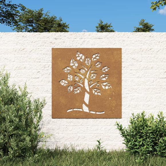 NNEVL Garden Wall Decoration 55x55 cm Corten Steel Tree Design