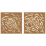 NNEVL Garden Wall Decorations 2 pcs 55x55 cm Corten Steel Rose Design